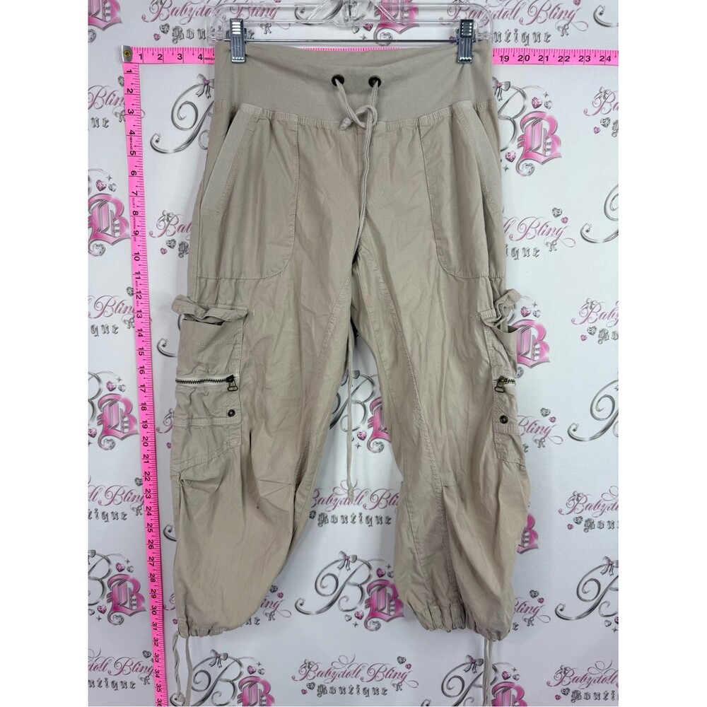 Wearables cargo capri Casual Cargo Capris - Beige Drawstring Waist